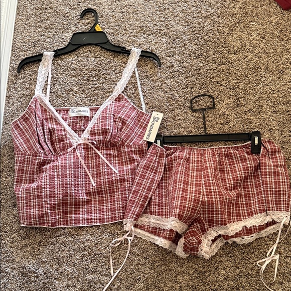 No Boundaries Other - Women’s Large Red Plaid Women's Sleepwear Set